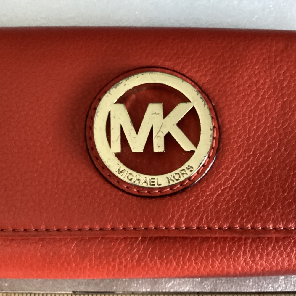 Michael Kors Red Pebbled Leather Wallet